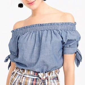 J. Crew off-the-shoulder chambray top